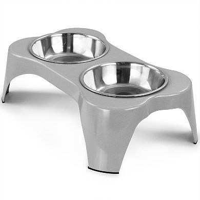 Gibson Home Bow Wow Meow 3 Piece Elevated Pet Bowl Dinner Set