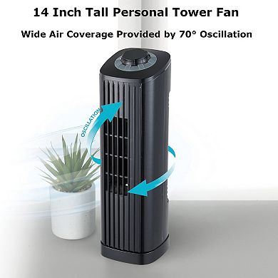 Optimus F-7348bk 14 Inch Portable Ultra-Slim Desktop Tower Fan