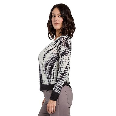 Women's Tie Dyed Sweater Scoop Neck Side Slits