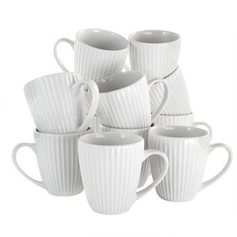 Elama Elle 12 pc Round Porcelain Mug Set