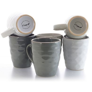 Elama Tahitian Waves 6-Piece 12 Ounce Mug Set with Stand