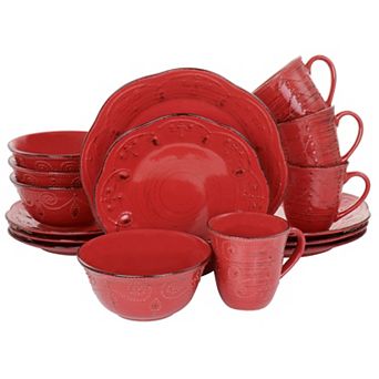 Elama Rustic Birch 16 pc Stoneware Dinnerware Set