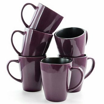 Elama Mulberry 6 pc 14 Oz Stoneware Mugs
