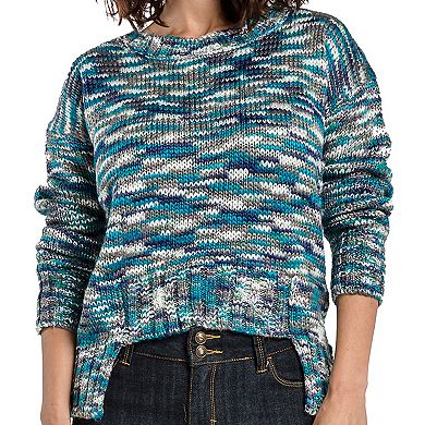 Women's Space Dye Heavy Stitch Sweater Scoop Neck Hi-Low Hem