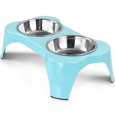 Gibson Home Bow Wow Meow 3 Piece Elevated Pet Bowl Dinner Set