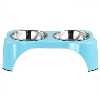 Gibson Home Bow Wow Meow 3 pc Elevated Pet Bowl Dinner Set