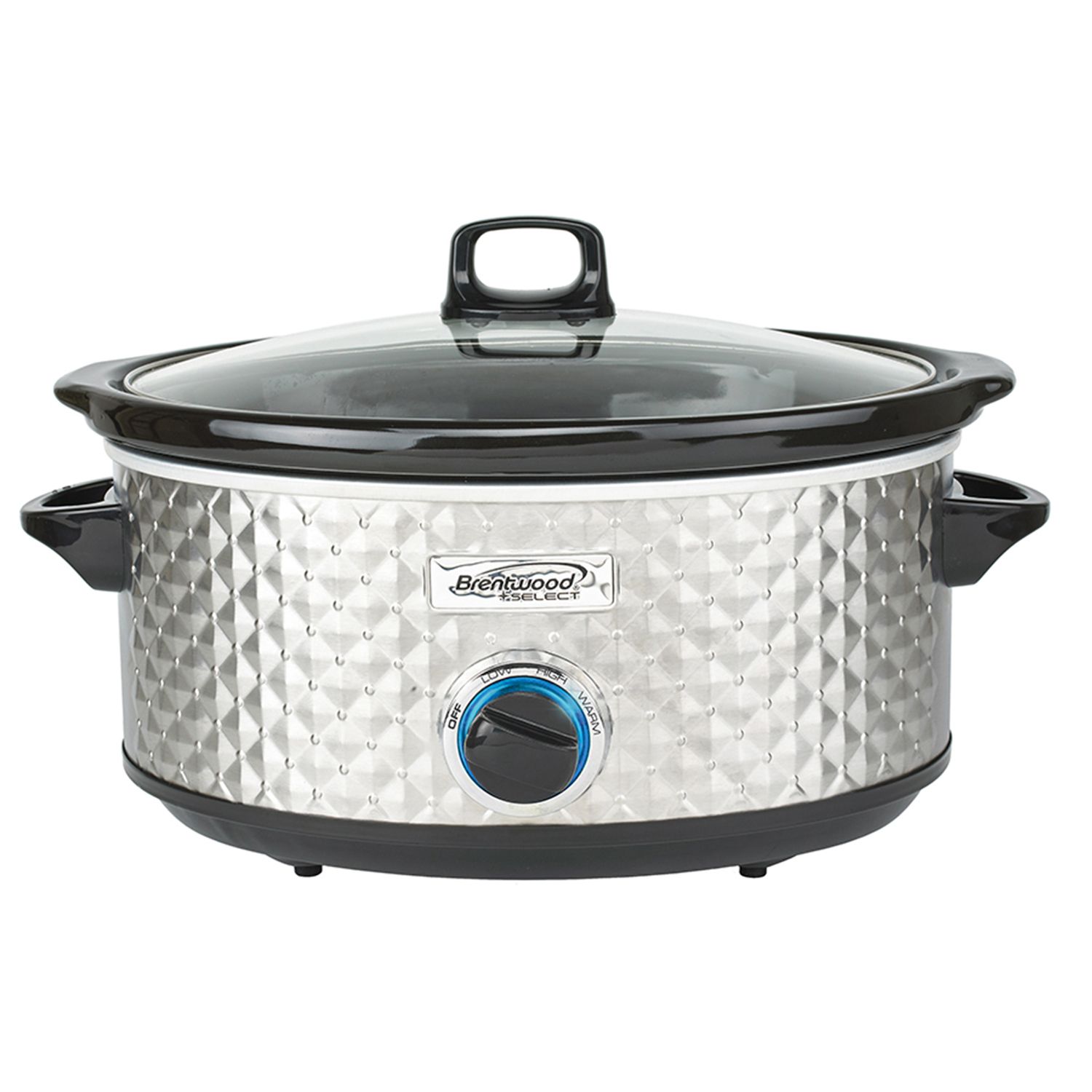 Brentwood Appliances Scallop 4.5 qt. Blue Slow Cooker with