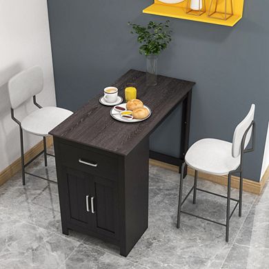 Hivvago Counter Height Bar Table With Storage Cabinet And Drawer