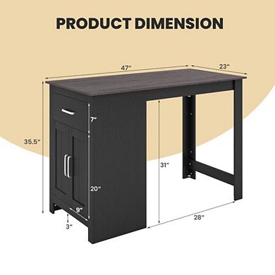Hivvago Counter Height Bar Table With Storage Cabinet And Drawer