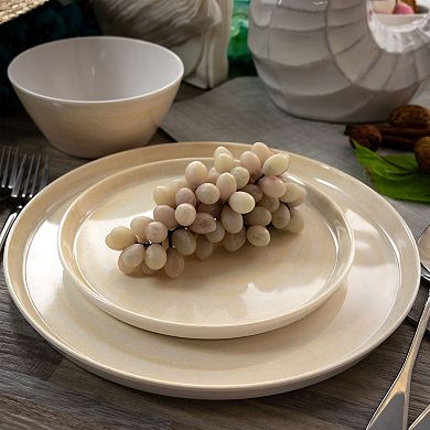 Elama Crafted Clay 12 Piece Lightweight Melamine Dinnerware Set