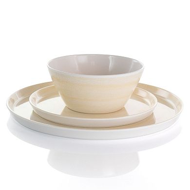 Elama Crafted Clay 12 Piece Lightweight Melamine Dinnerware Set