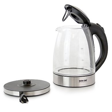 Better Chef 1.7 L Cordless Electric Glass and Stainless Steel Tea Kettle