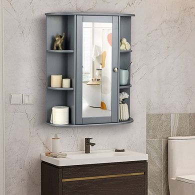 Hivvago Bathroom Cabinet Single Door Shelves Wall Mount Cabinet