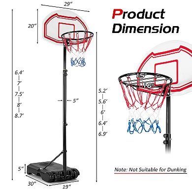 Height Adjustable Basketball Hoop with 2 Nets and Fillable Base
