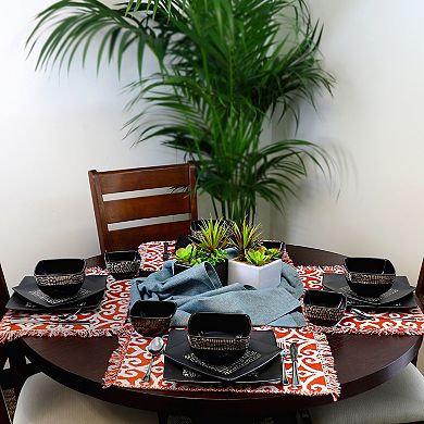 Elama's Naina 16 Piece Double Bowl Stoneware Dinnerware Set