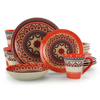 Elama Zen Rust Mozaik 16 pc Dinnerware Set
