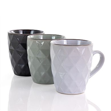 Elama Diamond Waves 6-Piece 12 Ounce Mug Set with Stand