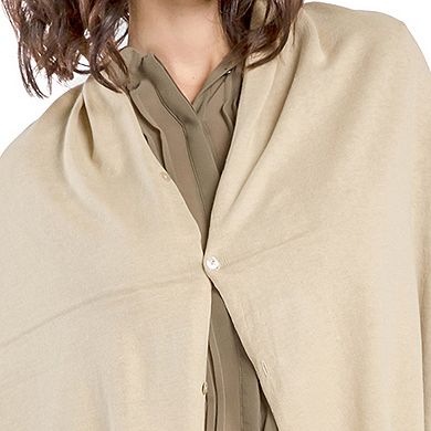 Miss Halladay Women's Fine Gauge Sweater Knit Versatile Stole Button Korvette