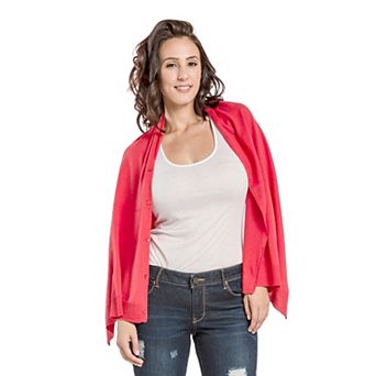 Miss Halladay Women's Fine Gauge Sweater Knit Versatile Stole Button Korvette