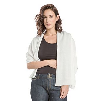 Miss Halladay Women's Fine Gauge Sweater Knit Versatile Stole Button Korvette