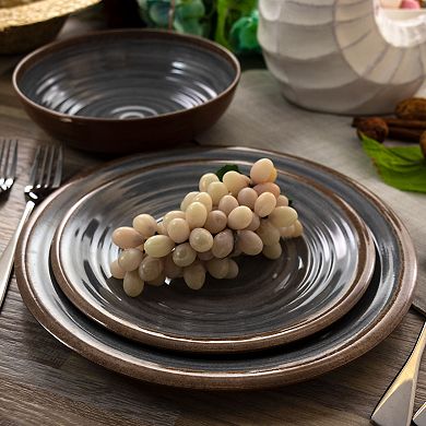 Elama Stone Oak 12 Piece Lightweight Melamine Dinnerware Set