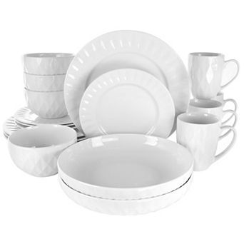 Elama Sienna 18 pc Porcelain Dinnerware Set in White