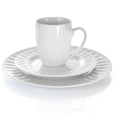 Elama Sienna 18 Piece Porcelain Dinnerware Set in White