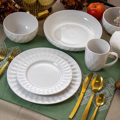Elama Sienna 18 Piece Porcelain Dinnerware Set in White