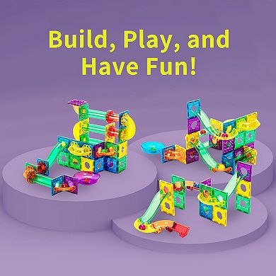 EverPlay 100 PC Marble Race Track Building Block & Magnetic Tiles, Building STEM Toy for Kids 3+