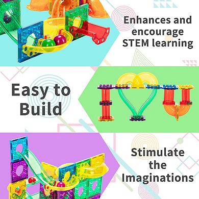 EverPlay 100 PC Marble Race Track Building Block & Magnetic Tiles, Building STEM Toy for Kids 3+