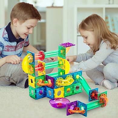 EverPlay 100 PC Marble Race Track Building Block & Magnetic Tiles, Building STEM Toy for Kids 3+