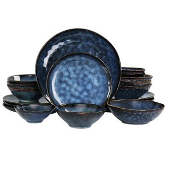 Elama Lucca 20 pc Round Stoneware Triple Bowl Dinnerware Set