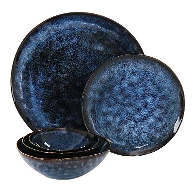 Elama Lucca 20 Piece Round Stoneware Triple Bowl Dinnerware Set