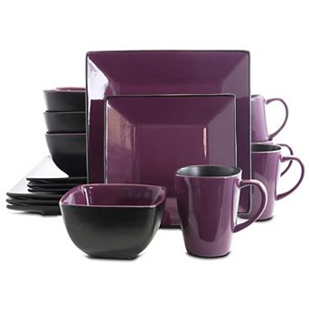 Elama Mulberry Loft 16 pc Modern Premium Stoneware Dinnerware Set