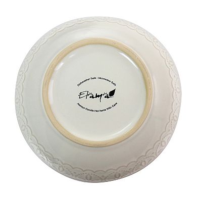 Elama White Lace 16 Piece Luxurious Stoneware Dinnerware with Complete Setting for 4