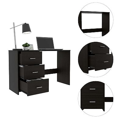 DEPOT E-SHOP Azalea 3 Drawers Writing Desk, Black