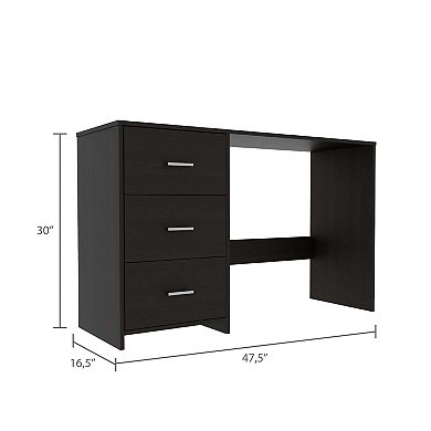 DEPOT E-SHOP Azalea 3 Drawers Writing Desk, Black