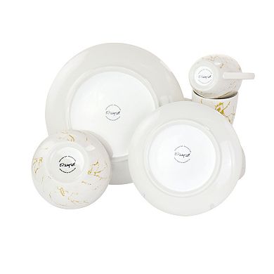 Elama Fine Marble 16 Piece Stoneware Dinnerware Set