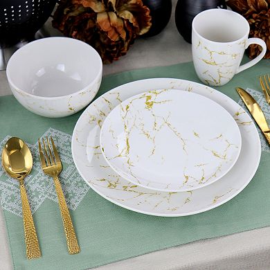 Elama Fine Marble 16 Piece Stoneware Dinnerware Set