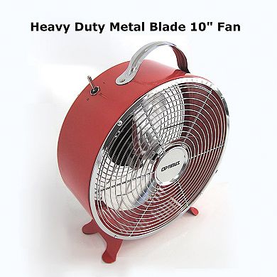 Optimus F-6310rd 10 Inch 2 Speed Portable Retro Drum Fan