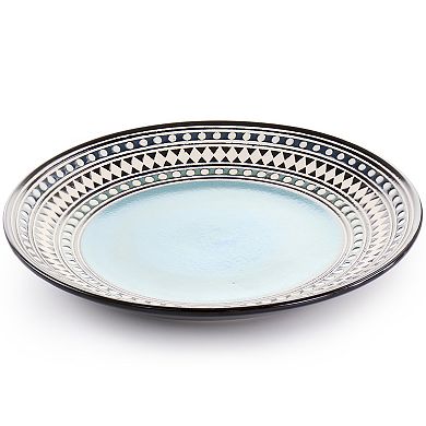 Elama Blue Sage 16 Piece Double Bowl Stoneware Dinnerware Set