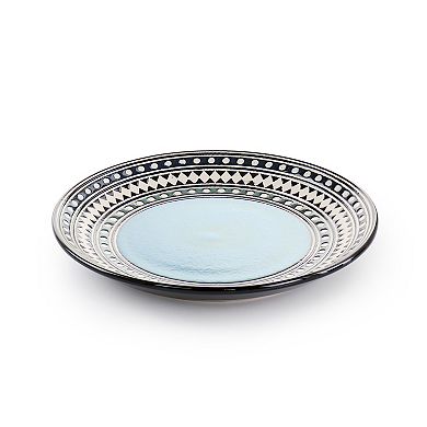 Elama Blue Sage 16 Piece Double Bowl Stoneware Dinnerware Set