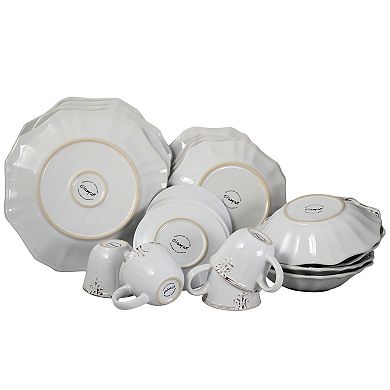 Elama Fleur De Lys 20-Piece Dinnerware Set