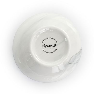 Elama Fine Marble 16 Piece Stoneware Dinnerware Set in Black and White