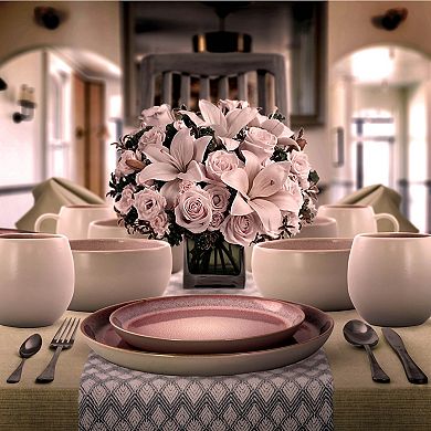 Elama Mocha Muave 16 Piece Luxurious Stoneware Dinnerware with Complete Setting for 4