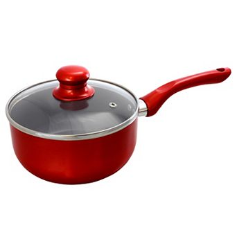 Better Chef 1.5-qt Ceramic Coated Saucepan in Red with Glass Lid