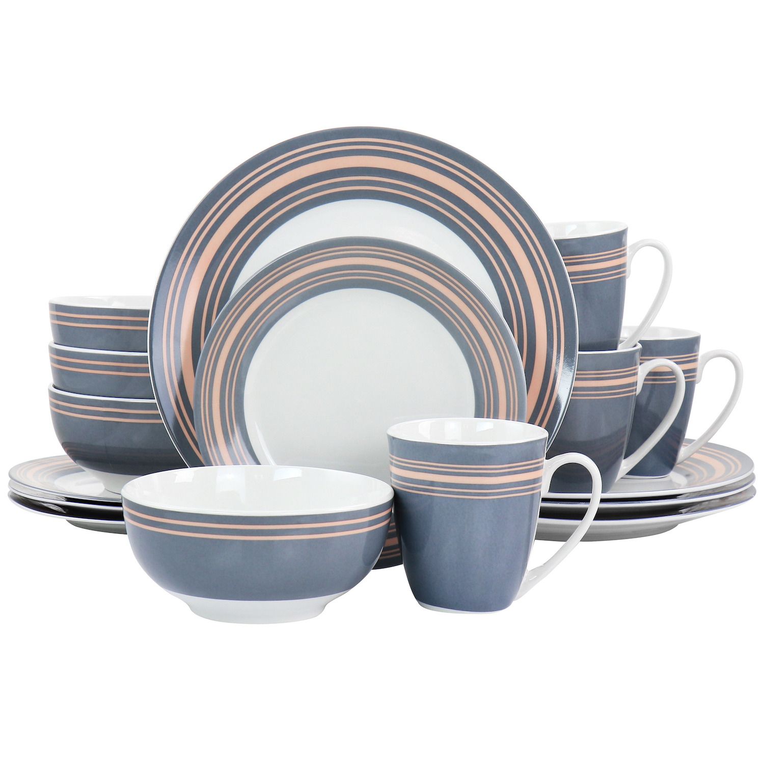 Gibson Home 16-Piece Blue Siam Stoneware Dinnerware Set