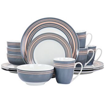 Gibson Home Silver Wind 16 pc Fine Ceramic Dinnerware Set