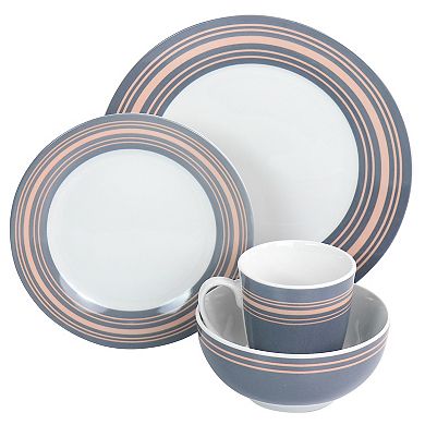 Gibson Home Silver Wind 16 Piece Fine Ceramic Dinnerware Set