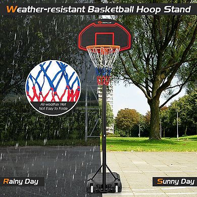 Adjustable Kids' Basketball Hoop Stand with Durable Net and Wheel